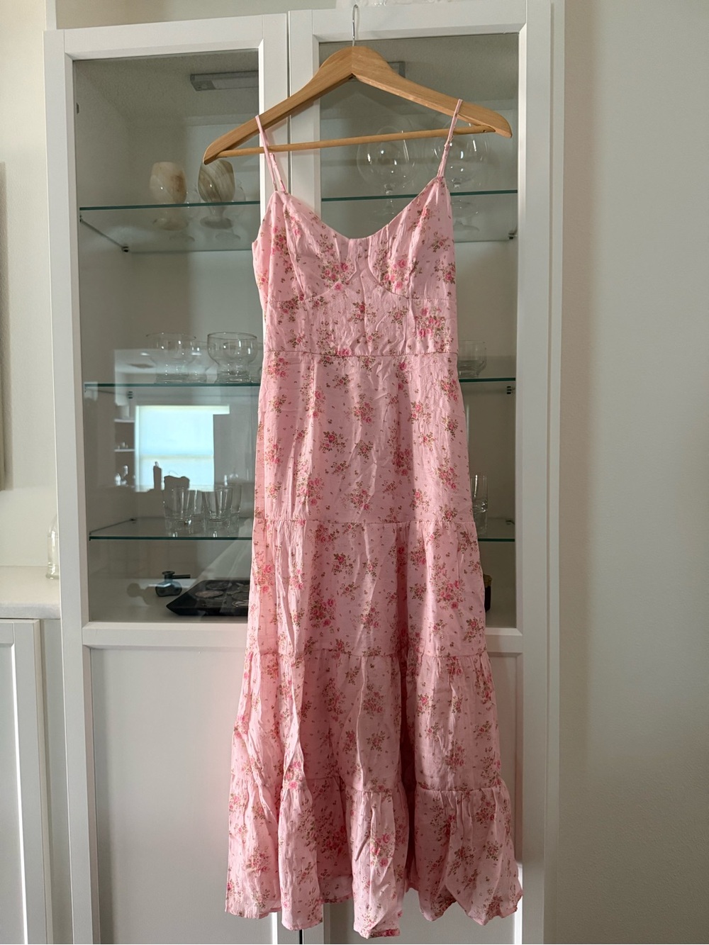 Trixxi Pink Floral Maxi Dress with Spaghetti Straps